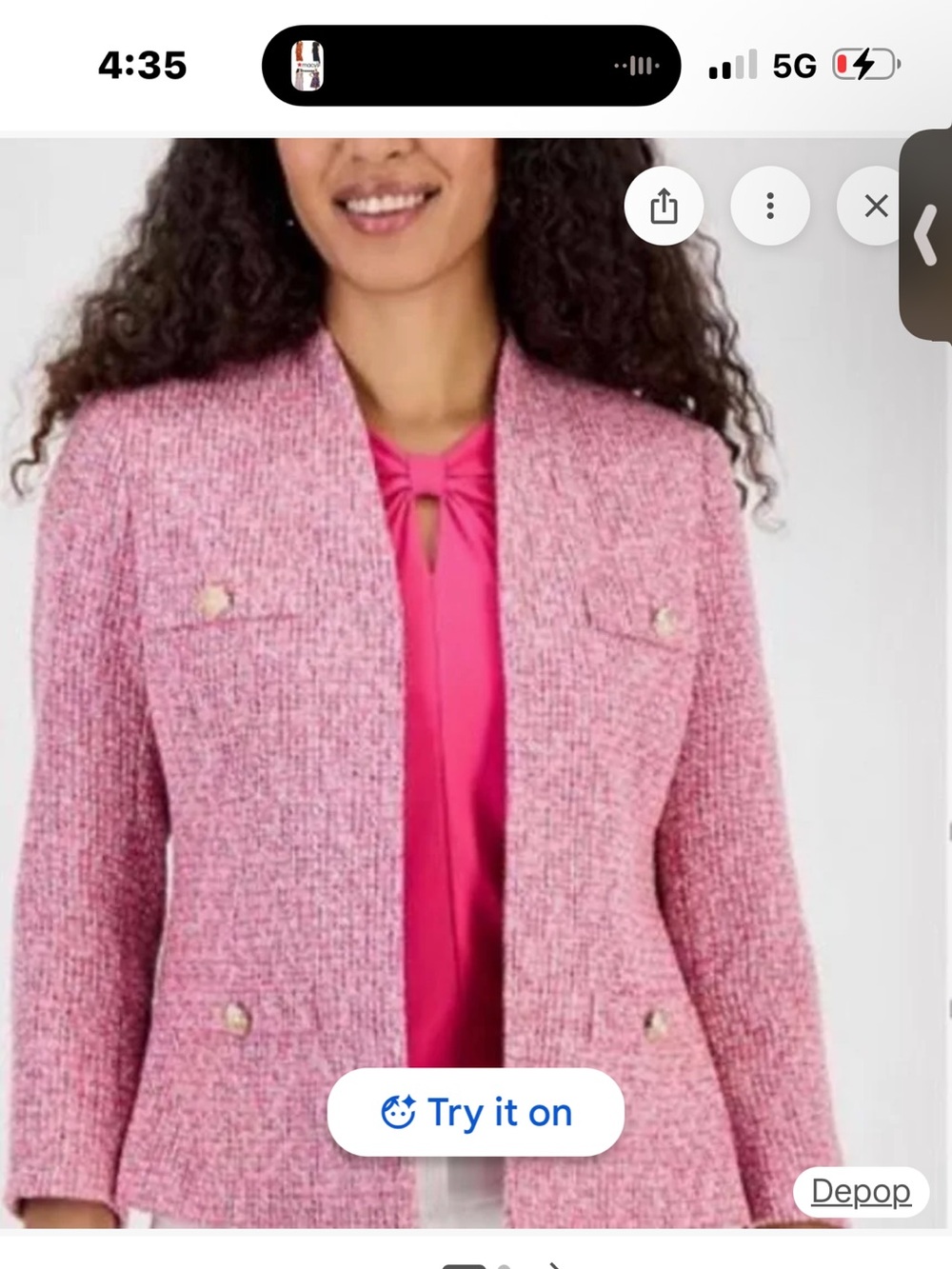 Kasper Pink Tweed Blazer with Gold Buttons